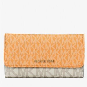 MICHAEL KORS Jet Set Large Signature Logo TriFold Wallet POP ORANGE MULTI
NWT